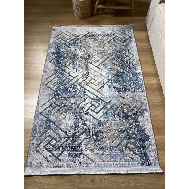 Lashia Performance Washable Moroccan Indoor / Outdoor Rug, Rectangle 3'11" x 4'11"