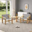 Fauteuil d'appoint en tissu de lin gris avec accoudoirs larges de style Mid-Century-944158650