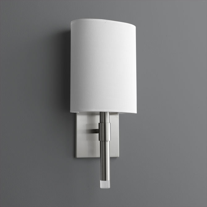 Appliquee à bras 1 lumière del Flovilla, Nickel satiné, Blanc