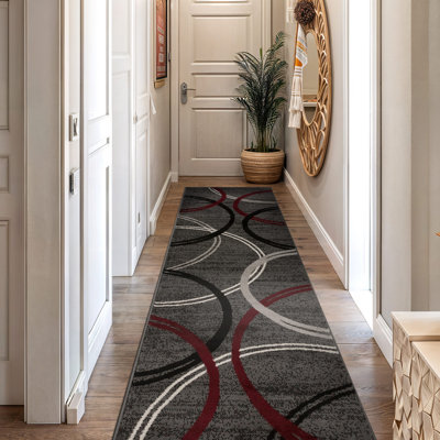 Weekes Performance Area Rug in Gray/Red/Black