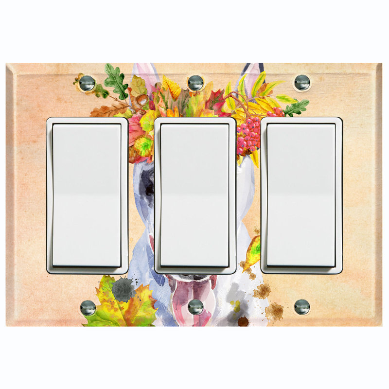 Plaque murale mignonne avec couronne de fleurs à 3 bandes
