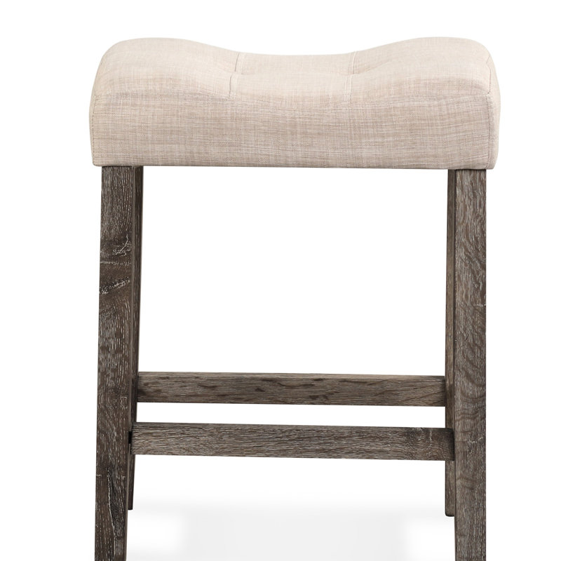 Paire de tabourets à hauteur de comptoir, bouton taupe, avec siège confortable et repose-pieds, tabourets à structure en bois massif taupe, de 2, siège rembourré en bois d'hévéa