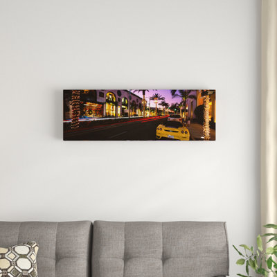 Cars Parked On The RoadRodeo Drive, City Of Los Angeles, California, USA by Panoramic Images - Unframed Panoramic Gallery-Wrapped Canvas Giclée on Canvas