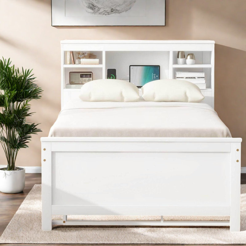 Lit plateforme moderne avec rangement multifonctionnel, bois et MDF