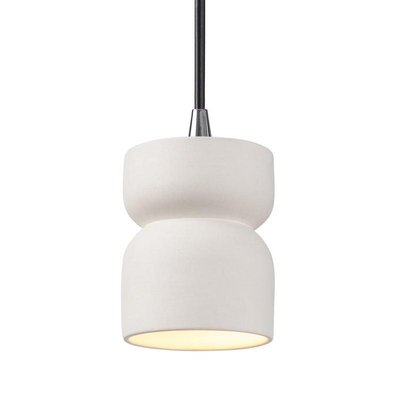 Luminaire suspendu en sablier Leni, Bisque, Chrome poli