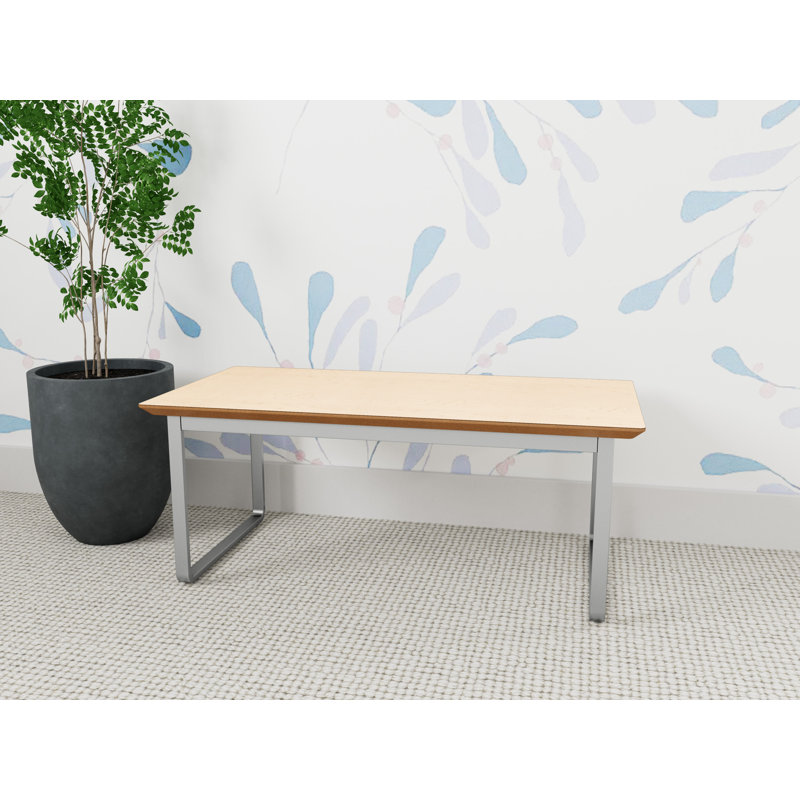 Table basse en métal Gansett, Chêne naturel, Argent