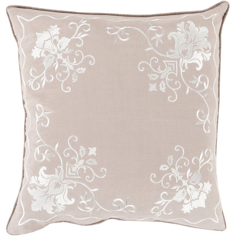 Eloise Floral Pillow Cover, 20" x 20", Mauve/White