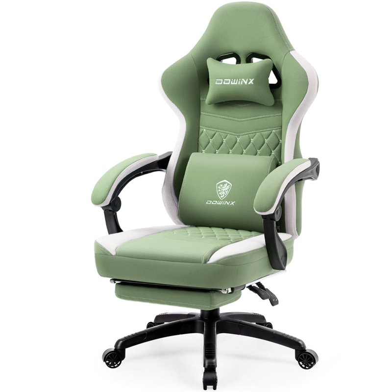 Dowinx Green Fabric Gaming Chair with Footrest and Gel Pad