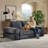 Frameless Boneless Loveseat Sofa‑Bed Split‑Back Convertible Queen‑Size Sleeper Compressed Chenille Foam Couch No Assembly-584228869