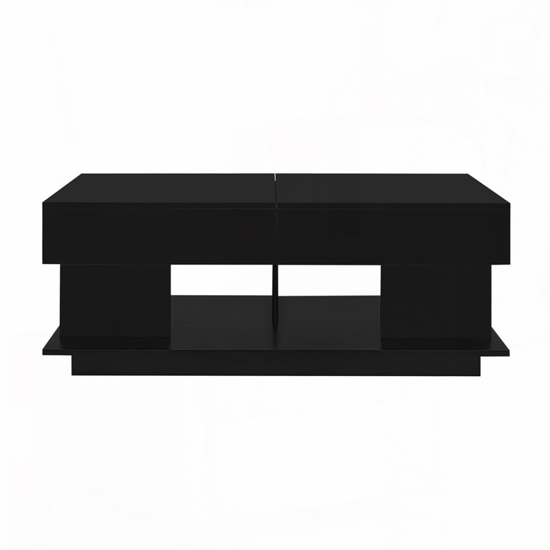 41.3''-76.7'' Extendable Coffee Table with Multiple Storage Compartments, Black