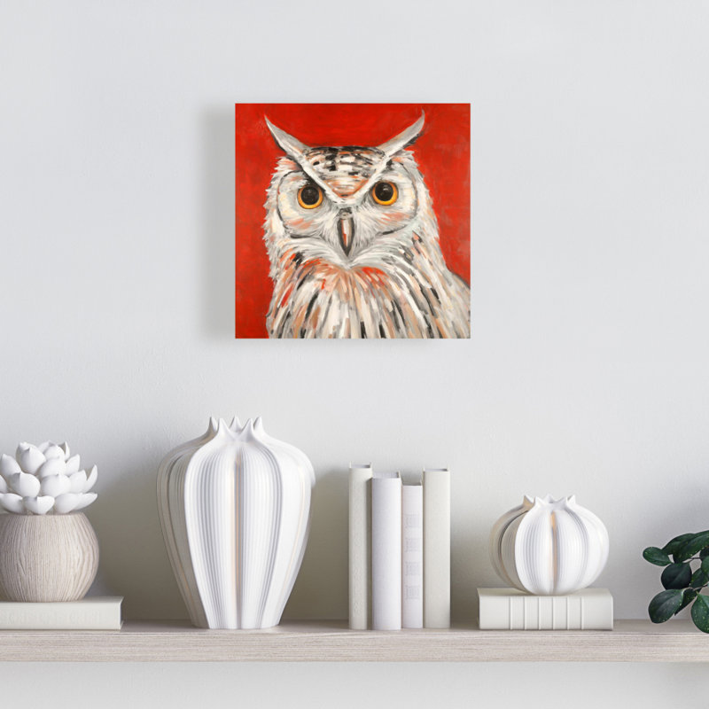 Hibou coloré - toile grise | Décoration intérieure contemporaine