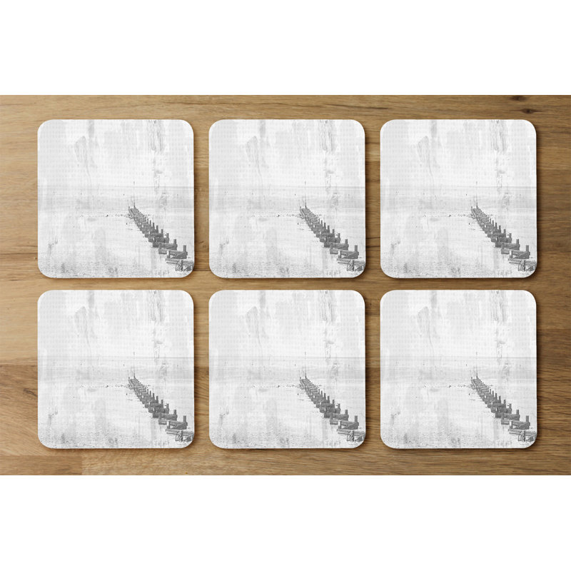 Square 6 Piece Coaster Set, White