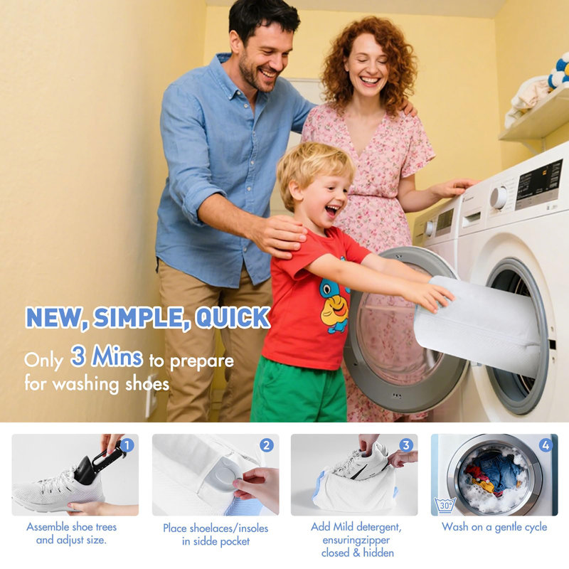 Shoe Washing Machine Bag for Washer and Dryer, White