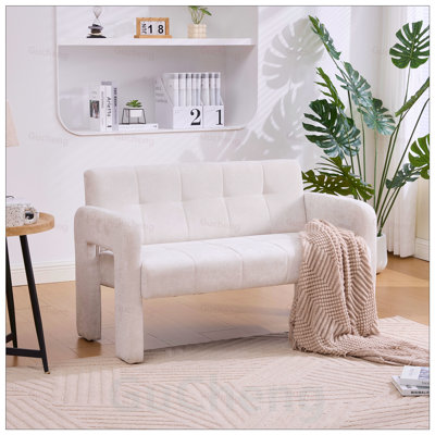 Nordic Modern Double Armchair Living Room, Bedroom Compact Upholstered Sofa with Dual Armrests for Comfortable Seating