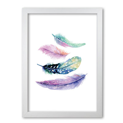 Turquoise And Purple Bird Feathers Abstract - Print