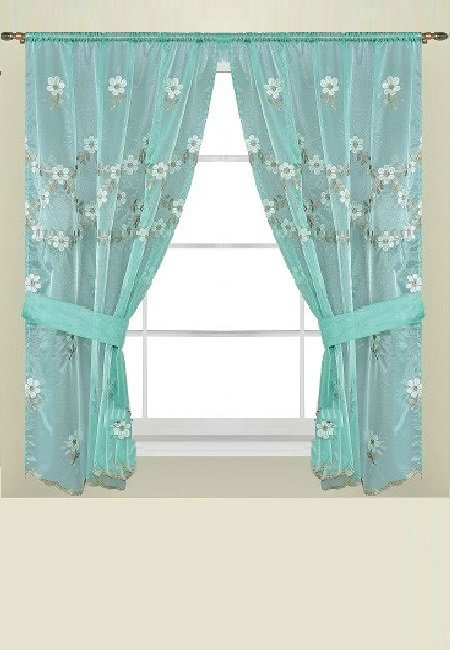 Cairns Semi Sheer Curtain Pair, Aqua