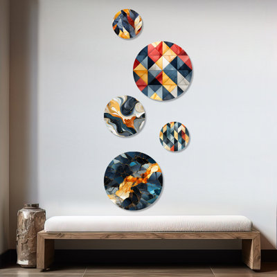 Jeter - Ensemble d'art mural rond en marbre Glam de 5