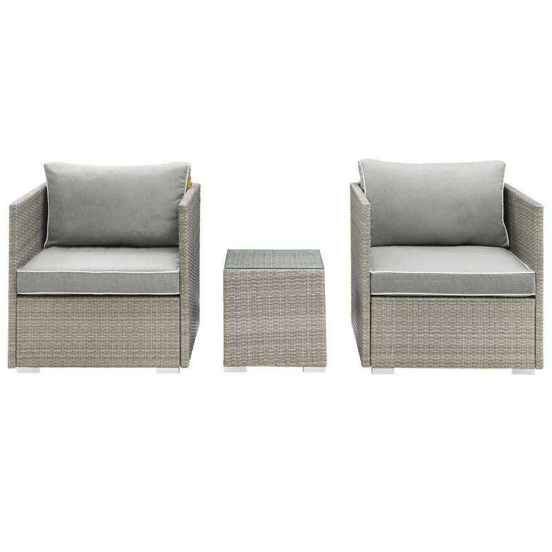 Gray 2-Person Resin Wicker Patio Set with Cushions