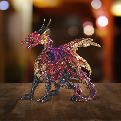 Jenneh 5"W Medieval Red Volcano Dragon Figurine Unique Gifts
