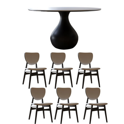 Vintage Rock Slab Round Dining Table Sets.