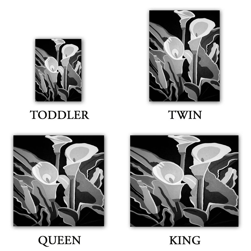 Ensemble de housse de couette calla lilies, 1 housse de couette grand + 2 taies standards