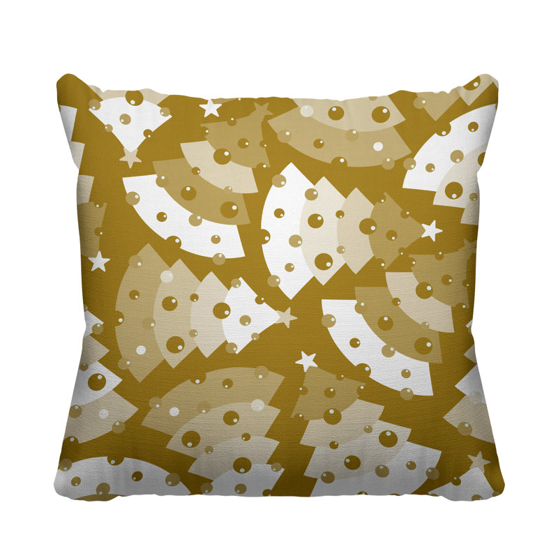 Coussin décoratif intérieur / extérieur Christmas Tree, 19 po x 19 po, Or, Carré