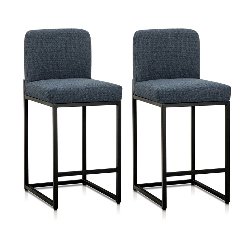 Ensemble de 2 tabourets de bar Smart Chenille, Bleu foncé