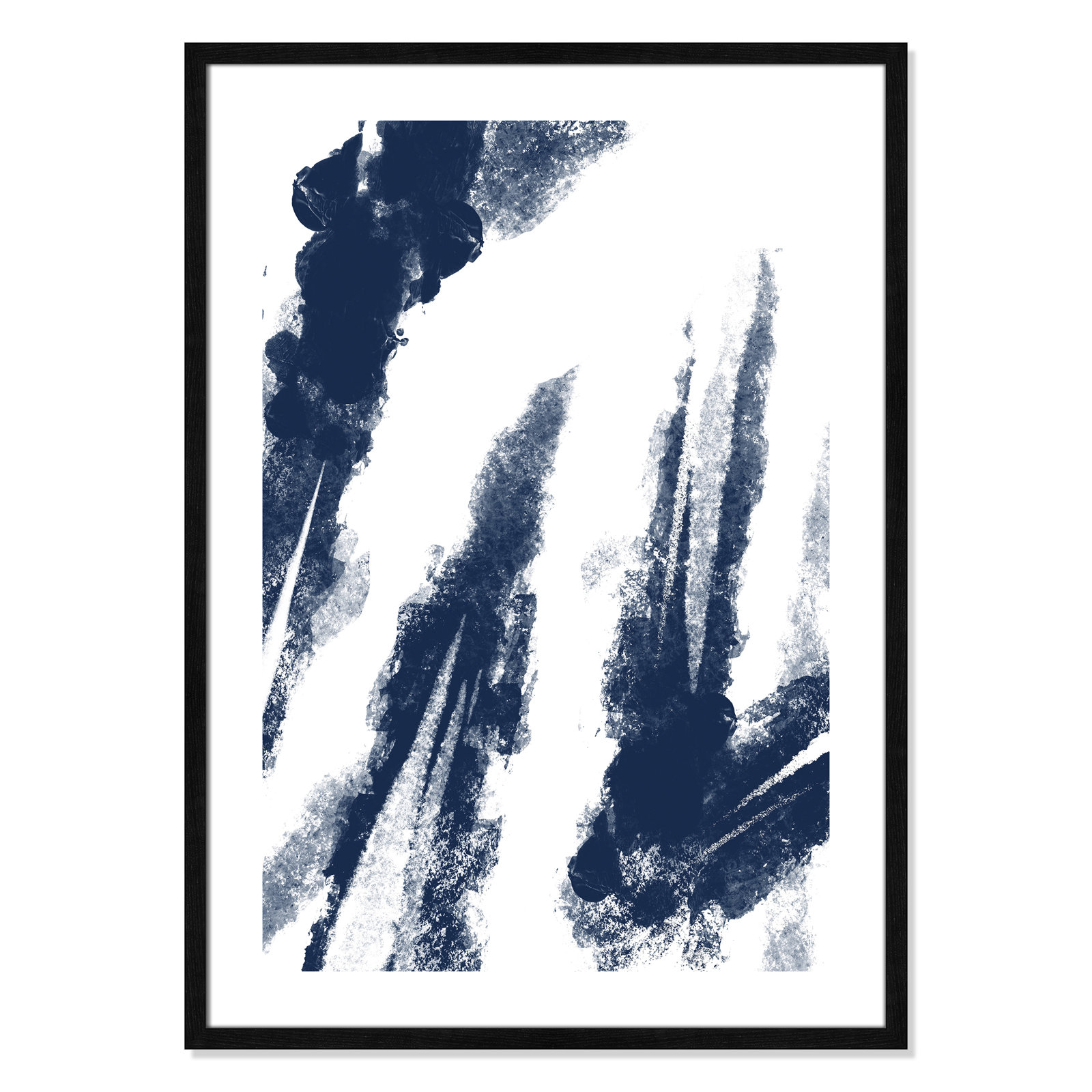 Navy Striking Seams 2 - Painting Print, Black Wood Framed Paper, 35.5" H x 25.5" W x 0.75" D