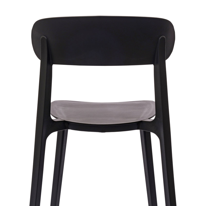 Chaise empilable commerciale en résine toutes saisons avec dossier profilé, Noir