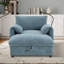 Chaise longue avec repose-pieds avec rangement, canapé en chenille avec port USB, porte-gobelets et poches latérales-223407932