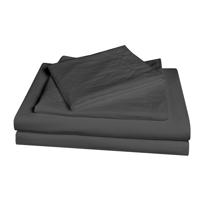 Charcoal Gray Twin/Twin XL Microfiber Crinkle Duvet Cover Set