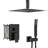 Ceiling Mount 10 Inch Square Dual Shower Head With Matte Black Finish, - Scald Protection, Rainfall Shower, And 360 Adjustable Feature, Rainfall, All Components-126502625