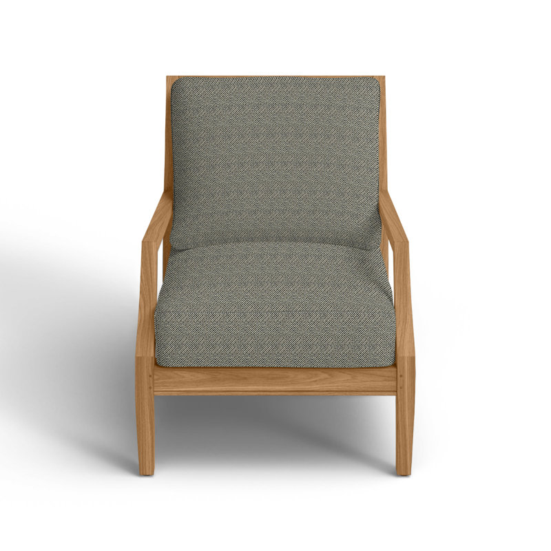 Haley Teak Patio Chair with Cushions, Natural Teak, No welt + Standard fill, Intermix Bark