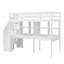 Structure de lit mezzanine avec escalier de rangement, double bureau et tablettes-783489331