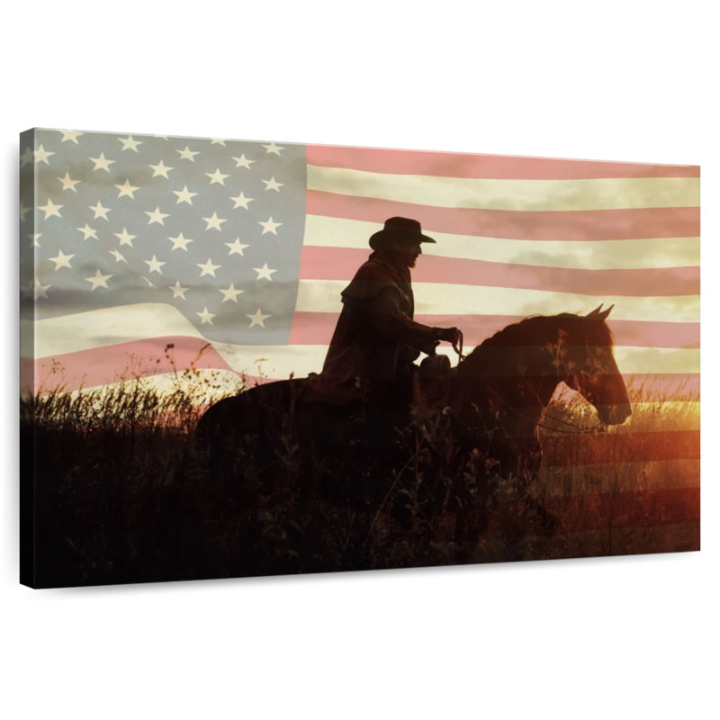 Lelar Cowboy US Flag, 32" H x 48" W