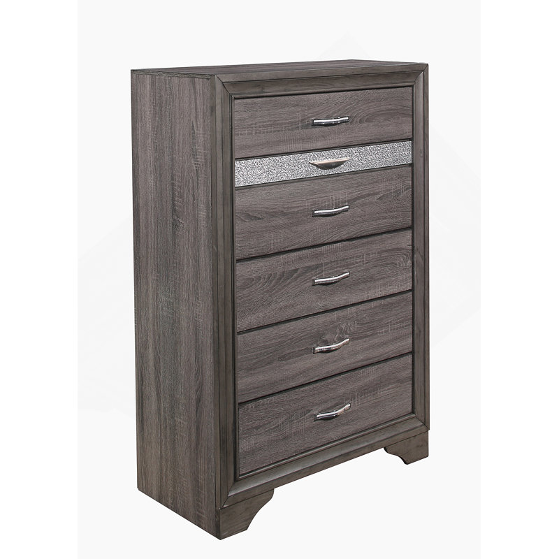 Commode verticale en bois manufacturé avec 5 tiroirs