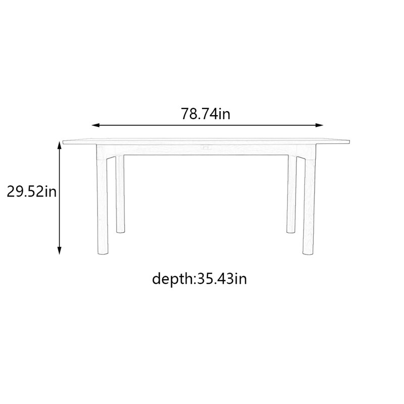 Solid wood simple rectangular dining table, Black, 29.52"H x 78.74"L x 35.43"W