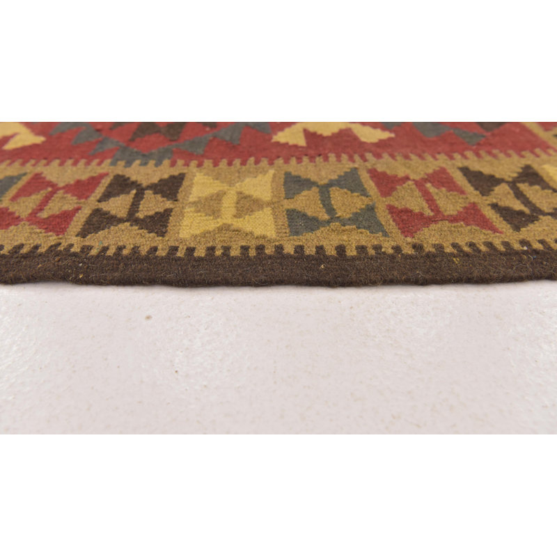 Tapis zone en laine 3 pi 5 po x 6 pi 5 po à la main one-of-kind noué la bourgogne/beige Maumelle