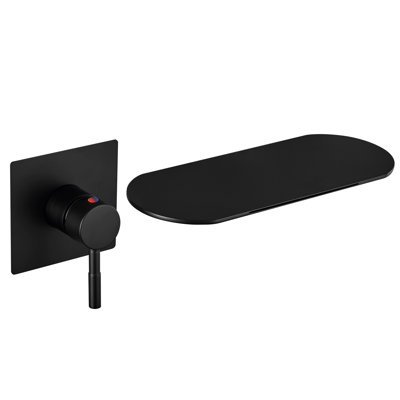 Matte Black Single Handle Wall Mount Spout Waterfall Bathroom Faucet