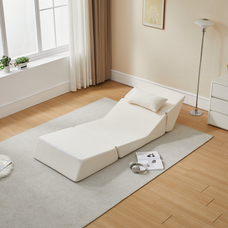 Canapé convertible en tissu d'alpaga Boneless Leisure, Beige