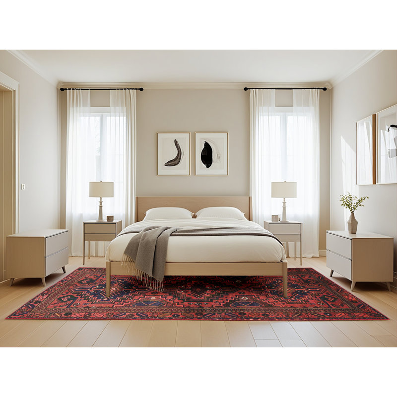 Tapis rouge / noir Southwestern, Rectangle 5 pi x 8 pi