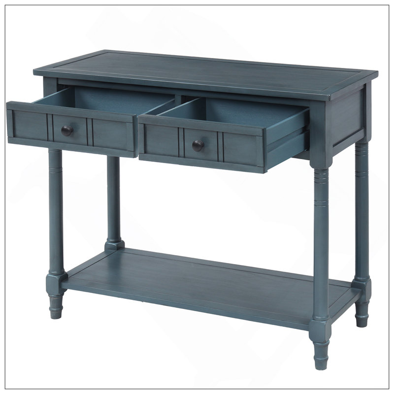 Console Daisy Series avec deux tiroirs et une tablette inférieure (bleu marine), Marine