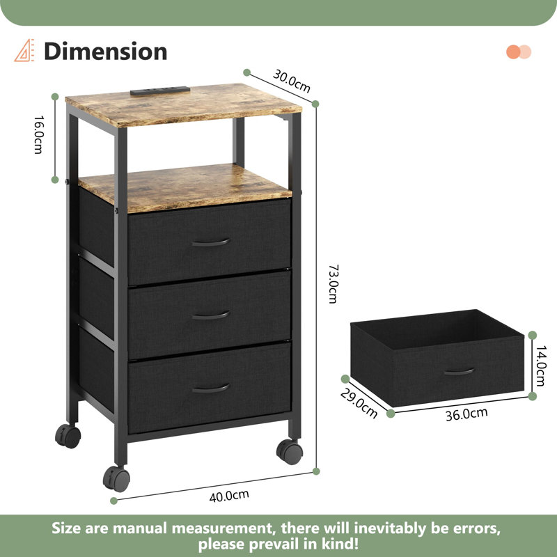 40cm W Bedside Table