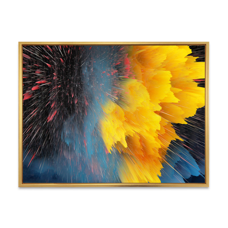 «Yellow Spash Clouds», reproduction sur toile flottante, H 8 po x l 12 po x P 1 po, Cadre flottant doré