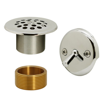Drain de baignoire de 1-3 / 8 po à filetage fin avec trop-plein de levier de déclenchement et adaptateur de conversion