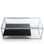 Odilia Table basse rectangulaire en verre noir / chrome avec tablette inférieure ondulée