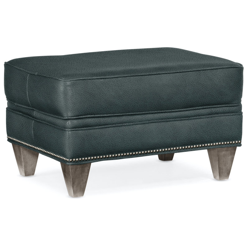 Reddish Ottoman, Gunmetal, Stone, Aline Fumo Genuine Leather