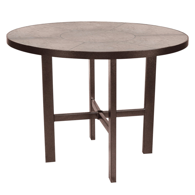 Tables Outdoor Round Bar Table, Carbon Black, Pallazo White, 39 H" W x 42" W x 42" D