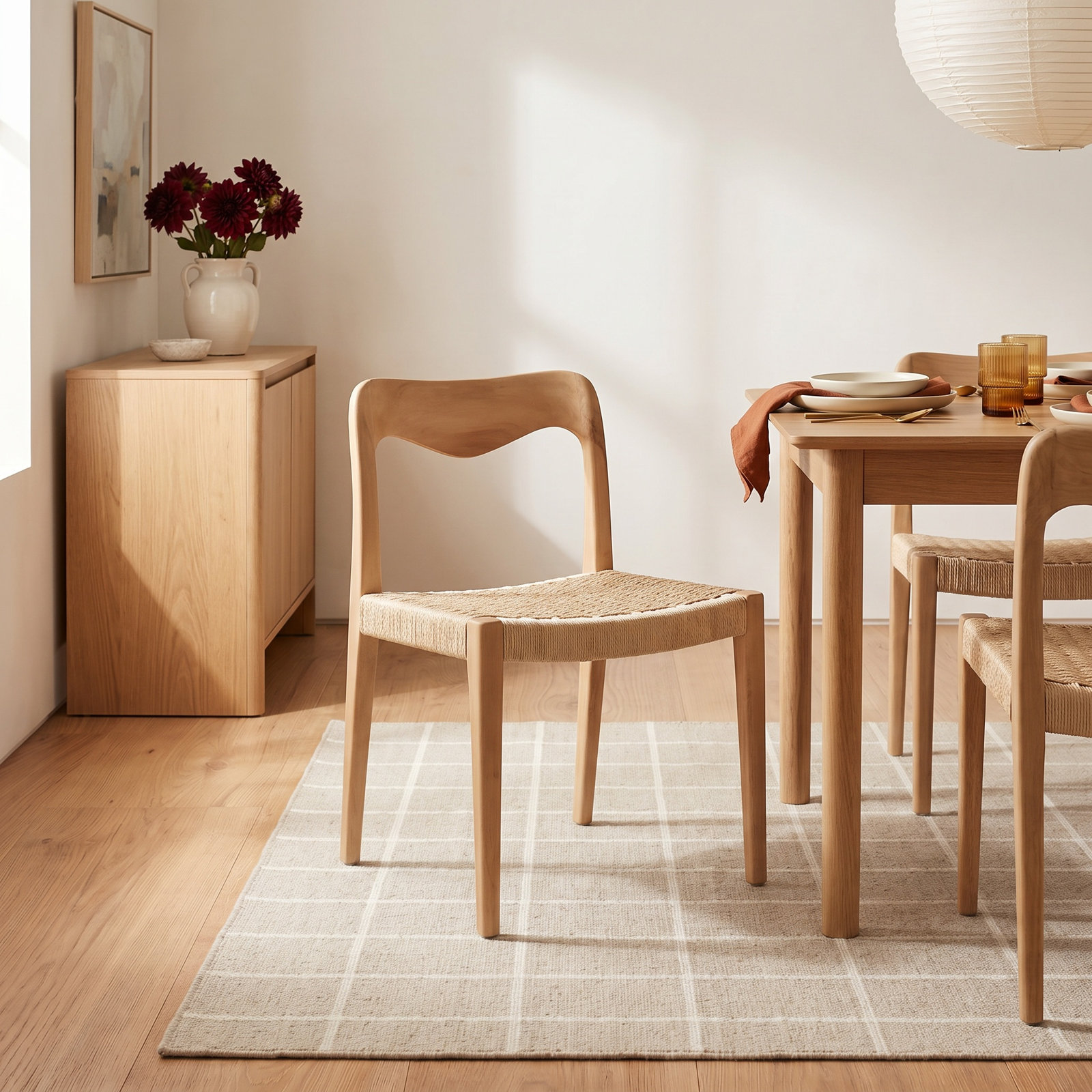 Dannon Teak Dining Chair, Natural/Beige