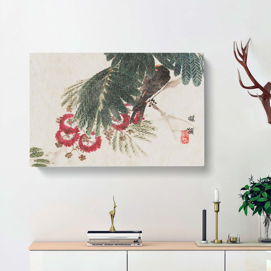 Bird Hiding In The Tree by Kono Bairei - Wrapped Canvas